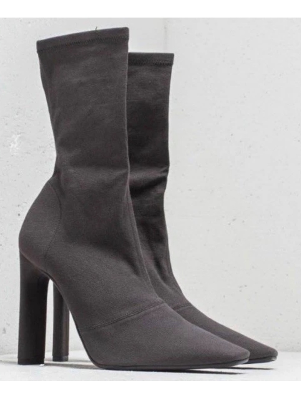Yeezy Charcoal Stretch Sock Heeled Boots